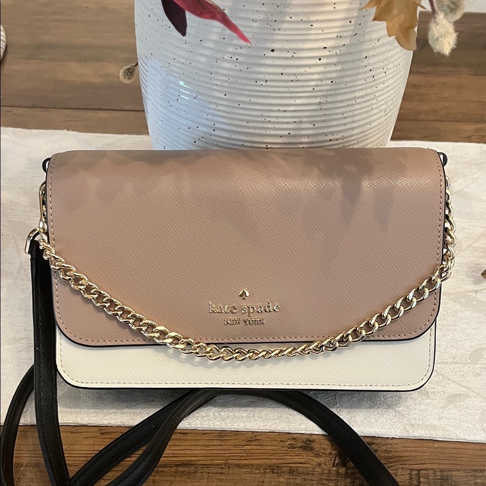 Kate Spade Beige and White Crossbody Bag